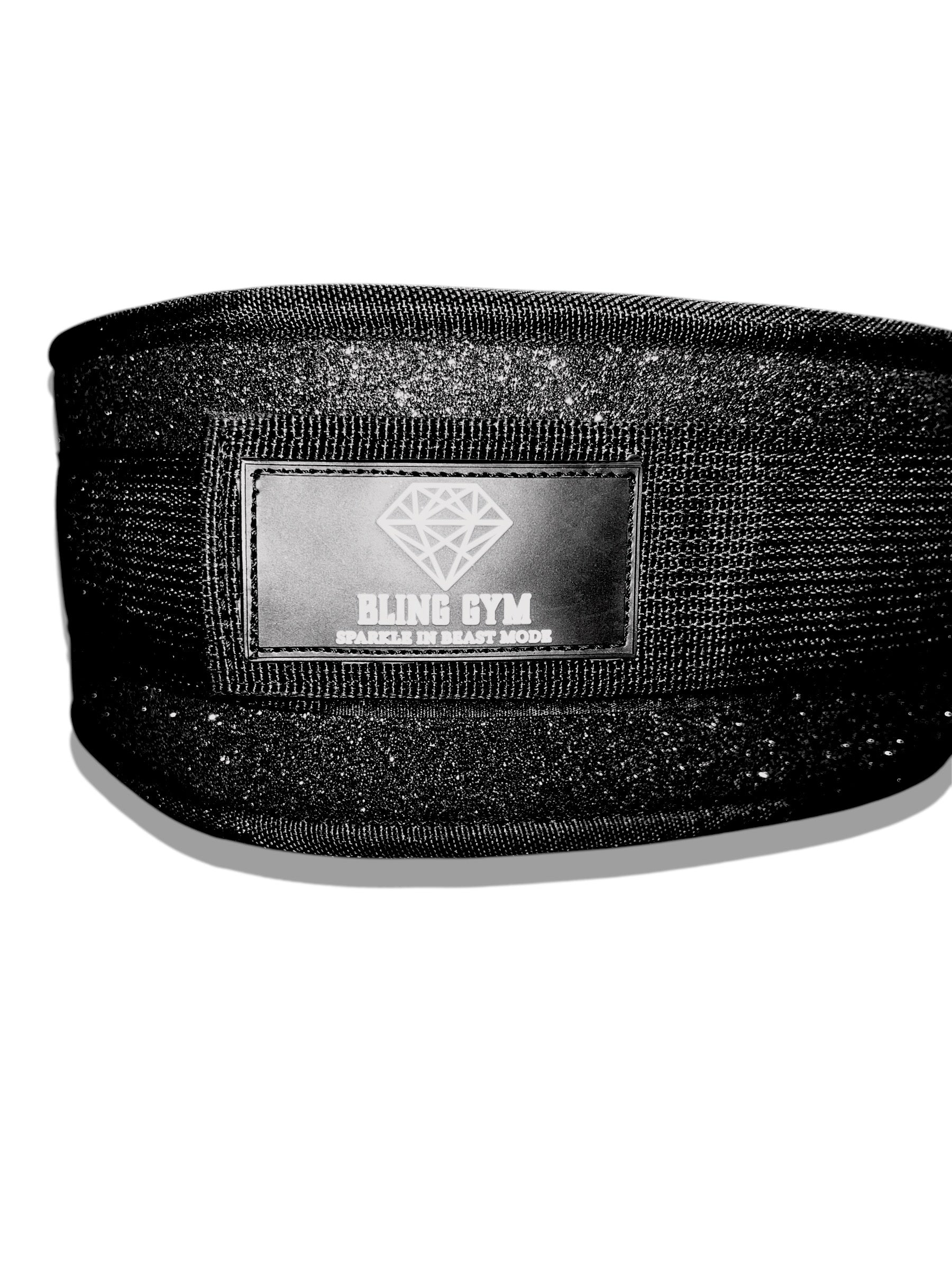 Bling Gym Black Glitter Weight Lifting Belt - Promotes good core stability