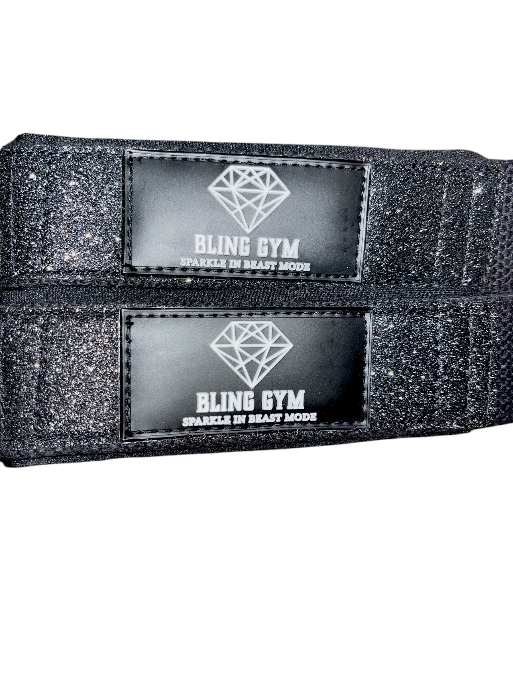 Bling Gym Black Glitter Weight Lifting Straps with silicone grips - secure lifting